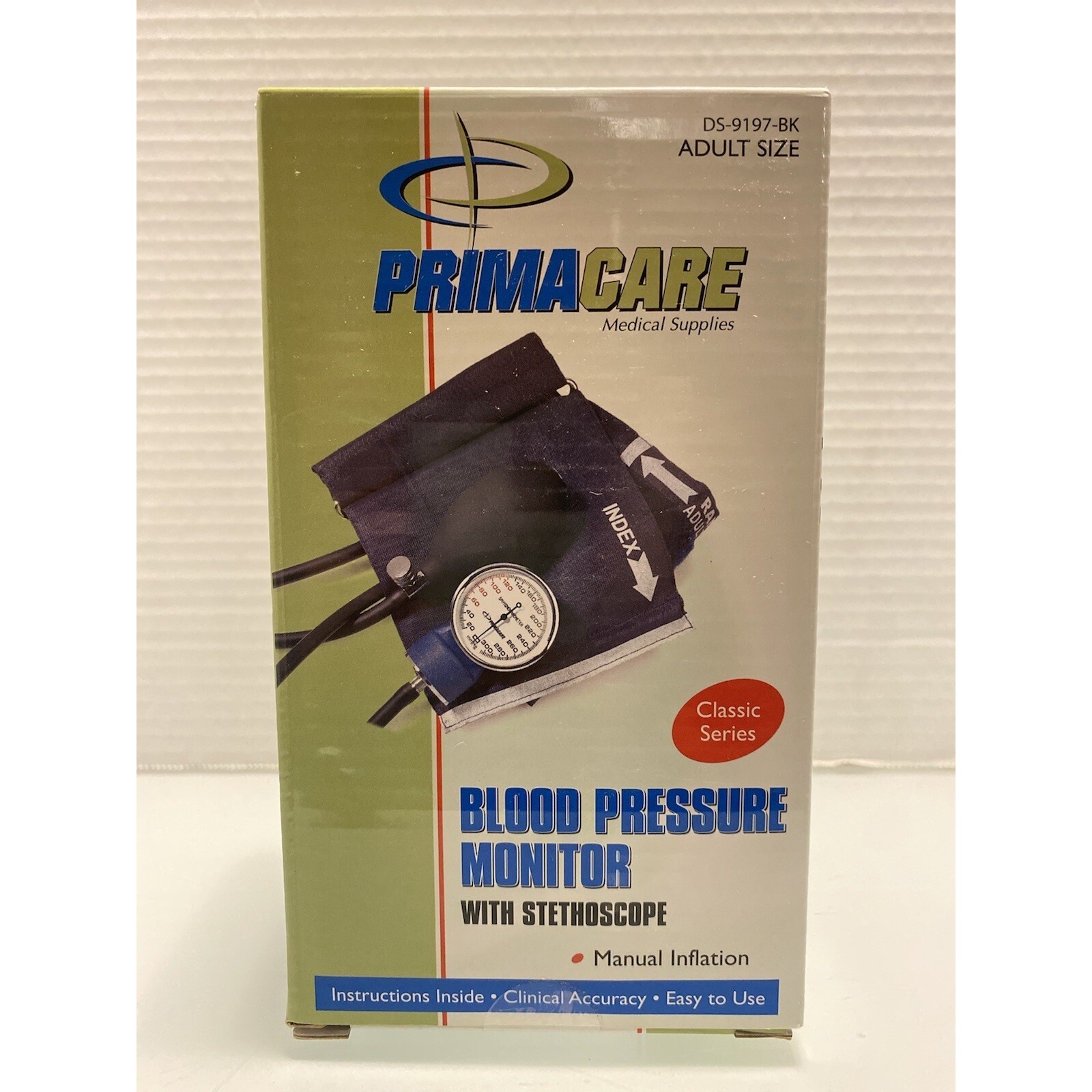 Primacare Blood Pressure Monitor With Stethoscope Manual Inflation Adult Size